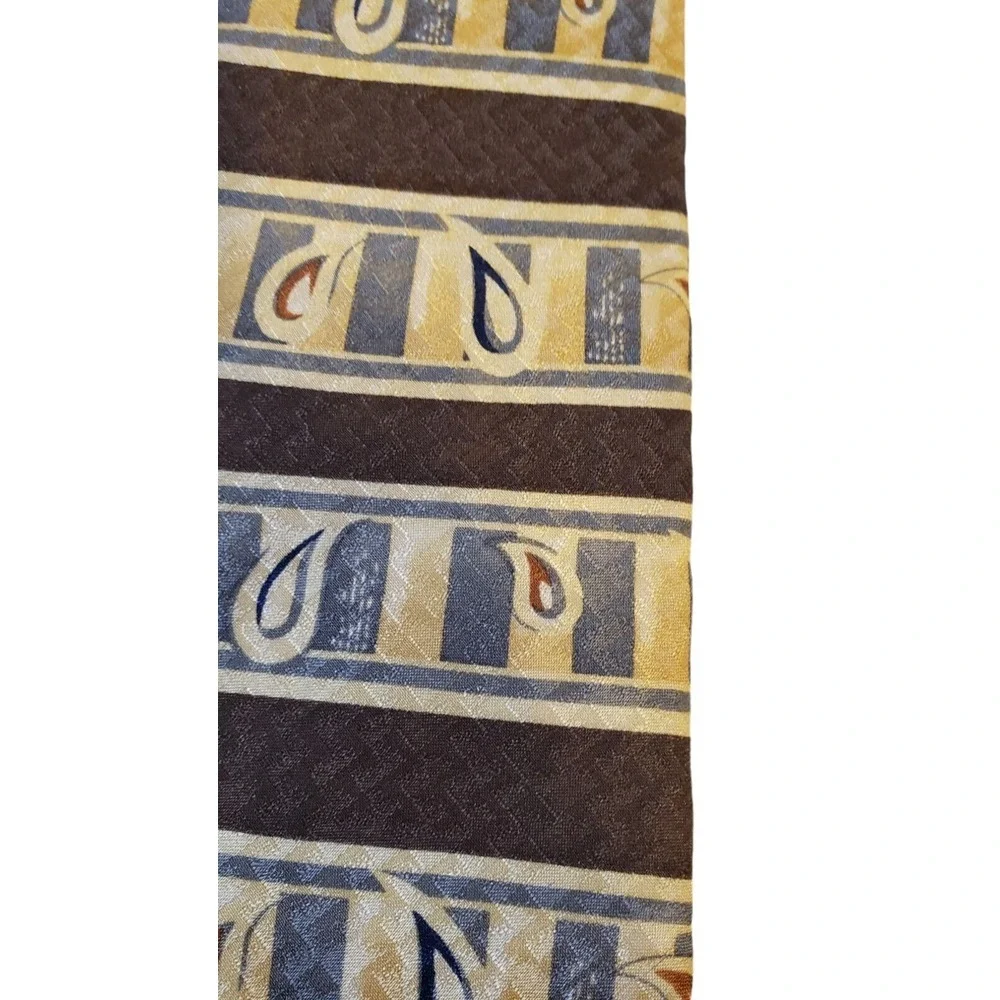 Alexander Lloyd Luxury 100% SILK‎ Men's Designer Striped Brown Cream Long Tie